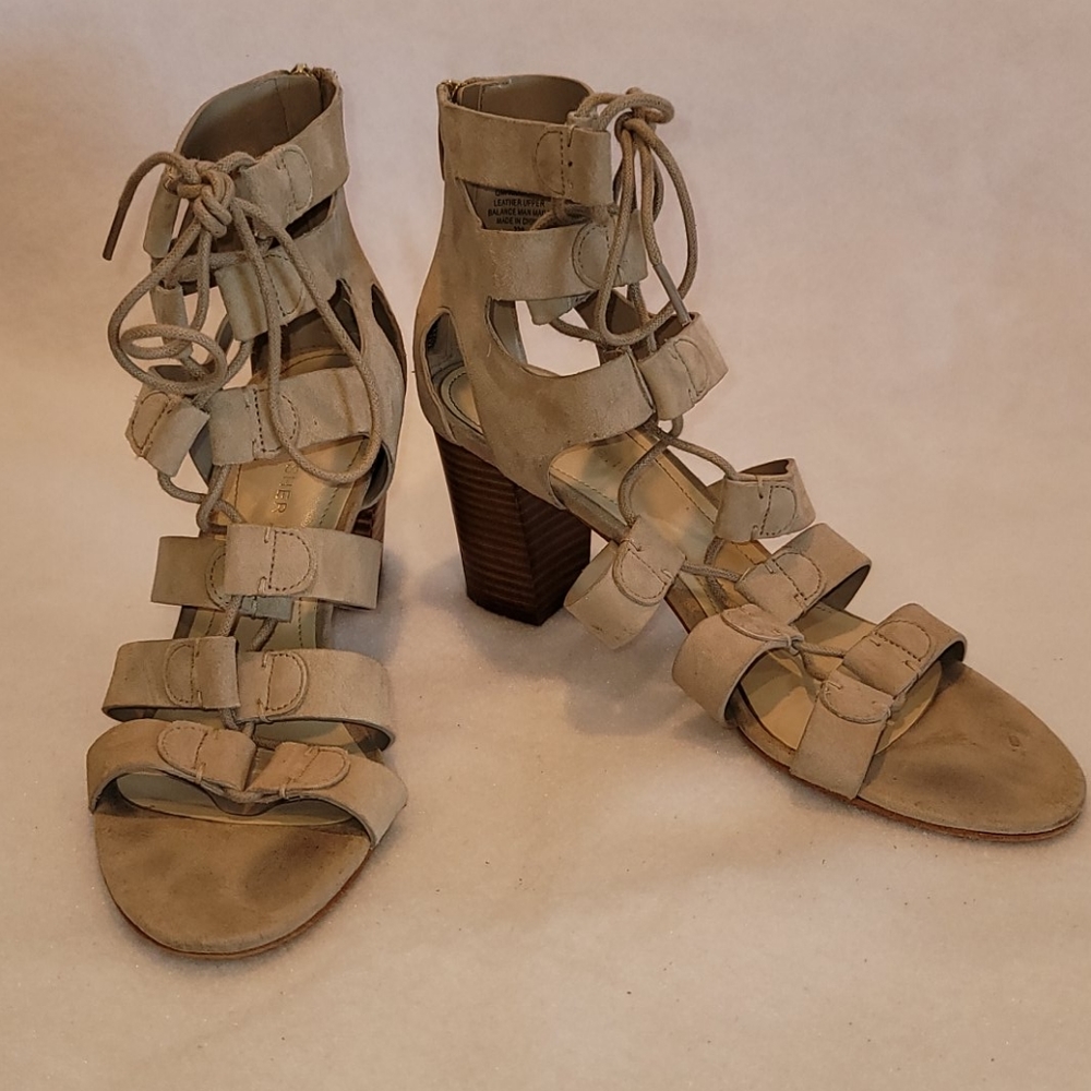 Marc Fisher Sand Gladiator Block Heels